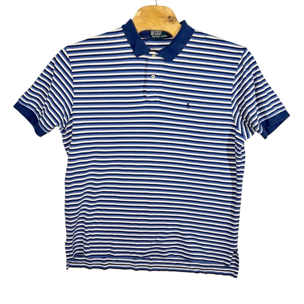 Ralph Lauren Polo Mens XXL Golf Polo Blue And‎ White Preppy Office Pullover